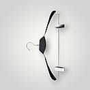 Вішачки плечики з прищіпками 40 см з чорною деревянною вставкою тремпеля металеві в силіконі чорні упаковка 5 шт, фото 2