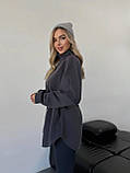 Графітова жіноча тепла толстовка/кофта на флісі з регульованою талією, фото 6