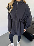 Графітова жіноча тепла толстовка/кофта на флісі з регульованою талією, фото 3