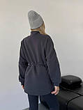 Графітова жіноча тепла толстовка/кофта на флісі з регульованою талією, фото 5