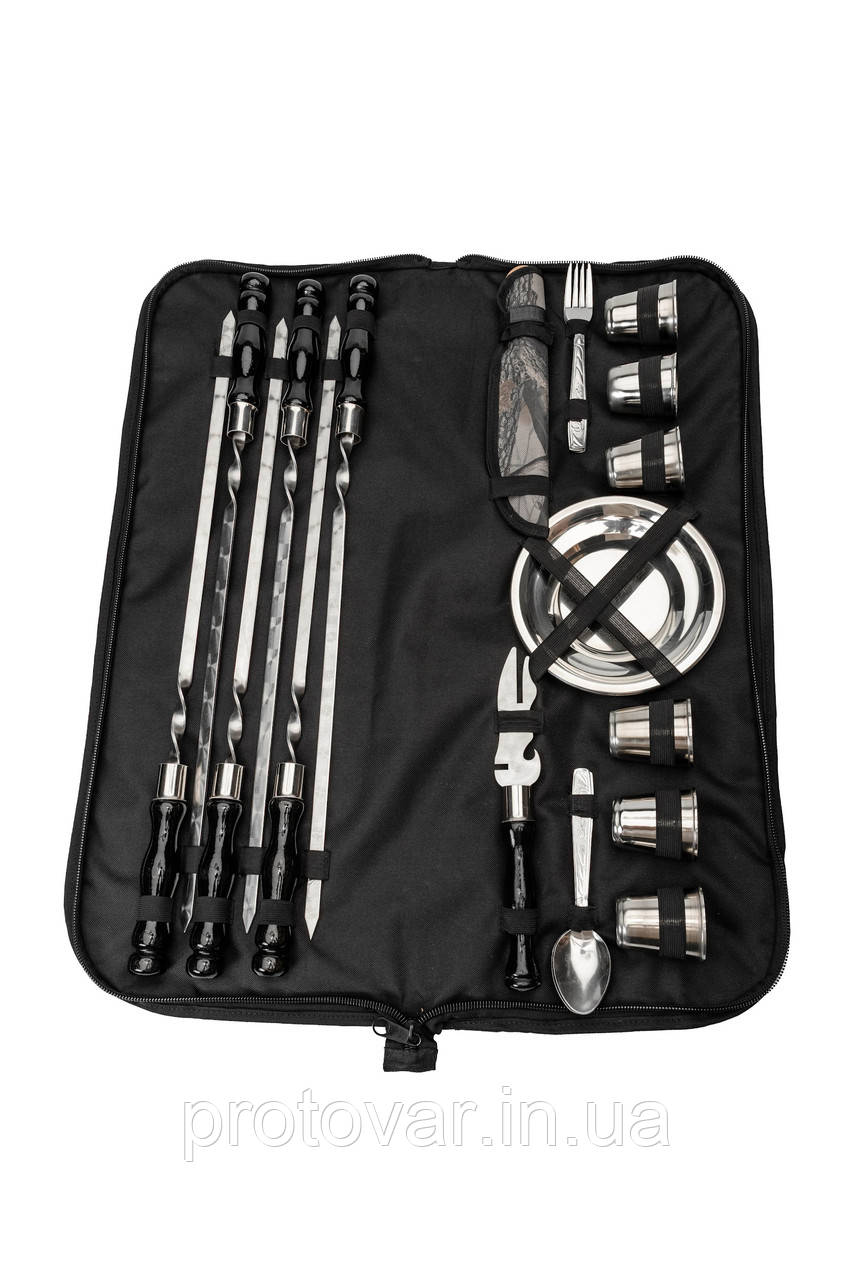 Подарунковий набір шампурів Enot-3 Black з посудом і аксесуарами