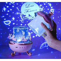 Нічник-проектор, що обертається, із 6 змінними картриджами, USB, Bluetooth та акумулятором, портативний світловий проектор-нічник, фото 2