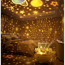 Нічник-проектор, що обертається, із 6 змінними картриджами, USB, Bluetooth та акумулятором, портативний світловий проектор-нічник, фото 4