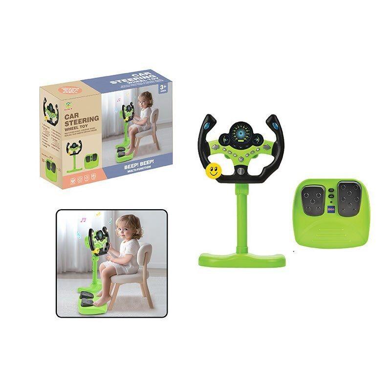 Кермо музикальне 2192 E-72 висота підставки 34 см, звукові ефекти, озвучування англійською, веселі мелодії, підсвічування, педалі, фото 1