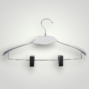 Вішачки плечики з прищіпками  40 см з білою  деревянною вставкою  тремпеля металеві в силіконі білі упаковка 5 шт