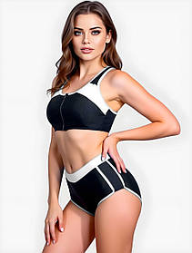 Купальник шорти топ Fuba 005 чорний-білий 42 44 46 48 50 розмір