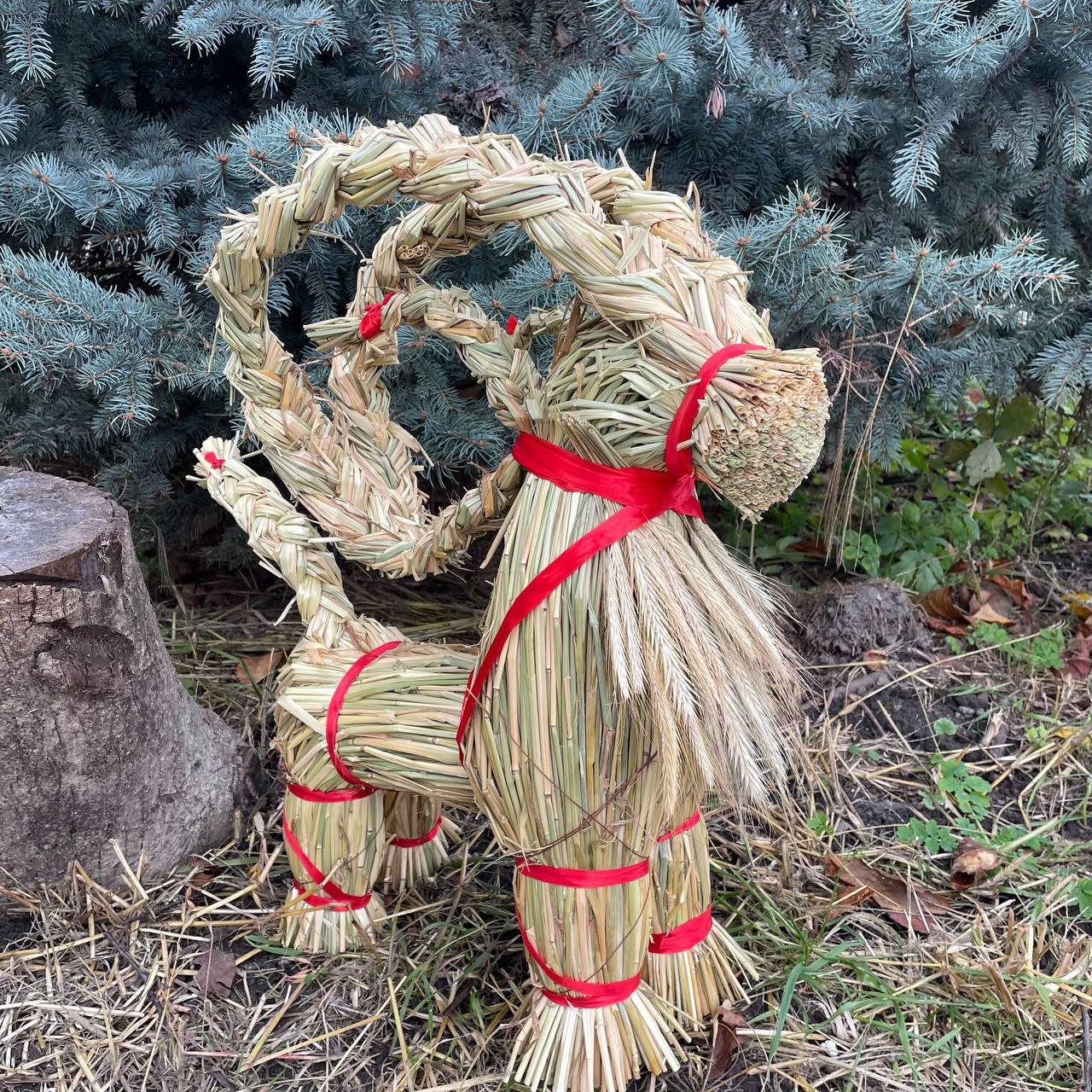 Святковий Козлик з соломи  "XXL" 55-60см Великий оберіг, декоративна прикраса