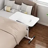 Складний столик на коліщатках, стіл для ноутбука з регулюванням висоти, фото 5