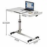 Складний столик на коліщатках, стіл для ноутбука з регулюванням висоти, фото 6