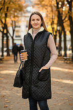 031 Безрукавка подовжена на овчині з коміром