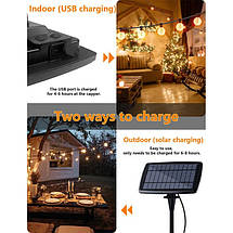 Садова гірлянда на сонячній батареї 1200 mAh, 10 м, 20 LED, з пультом керування, водонепроникна світлодіодна стрічка для дому, фото 2