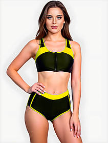 Купальник шорти топ Fuba 005 чорний-жовтий 42 44 46 48 50 розмір