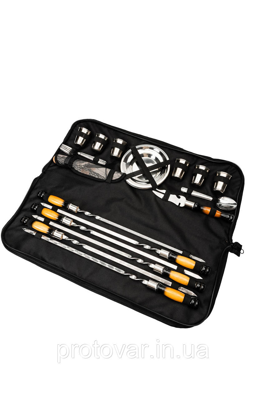 Туристичний набір шампурів у сумці Enot-3 Gradient з посудом