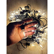 Світлодіодна гірлянда 10 м, 20 LED ламп, тепле біле світло, статичний режим, мережеве живлення 220В, декоративне освітлення, фото 4