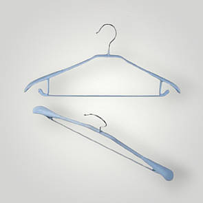 Силіконові вішалки плічки 43 см металеві з гачками та поперечиною блакитні уп. 5 шт