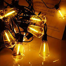 Світлодіодна гірлянда 10 м, 25 LED ламп, тепле біле світло, на сонячній батареї з пультом керування, енергоощадна, фото 2