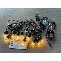 Світлодіодна гірлянда 10 м, 25 LED ламп, тепле біле світло, на сонячній батареї з пультом керування, енергоощадна, фото 3