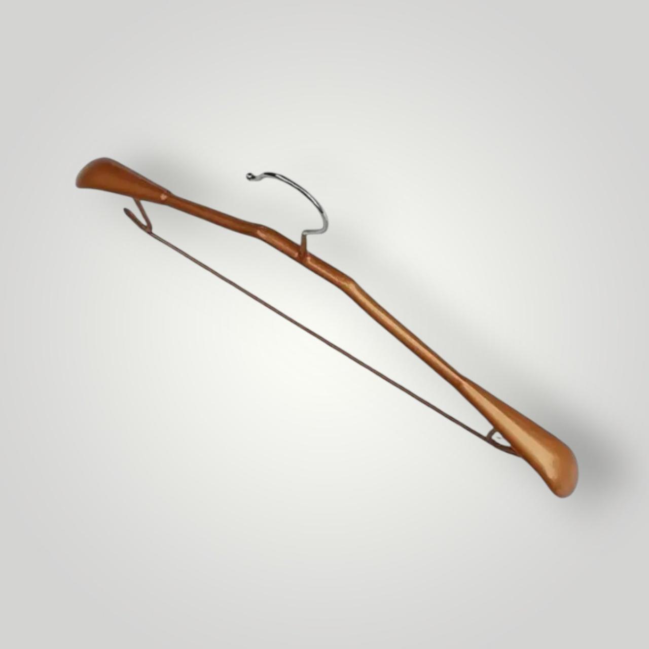 Силіконові вішалки плічки 44 см металеві з гачками та поперечиною золота уп. 5 шт, фото 1