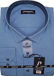 Сорочки чоловічі батал велетень Passero vd-0101 класична однотонна Туреччина, ошатна блакитна стильна 5XL
