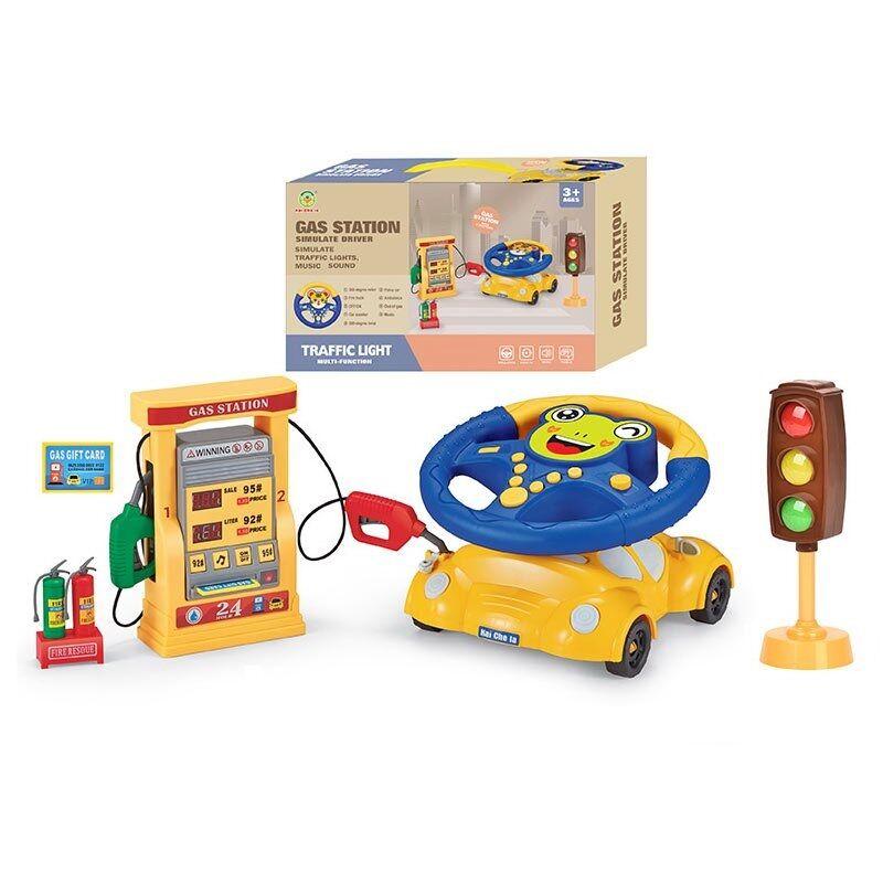 Кермо музикальне Жабка, світлофор, заправна станція, підсвічування, звук, мелодії, машина-підставка, фото 1