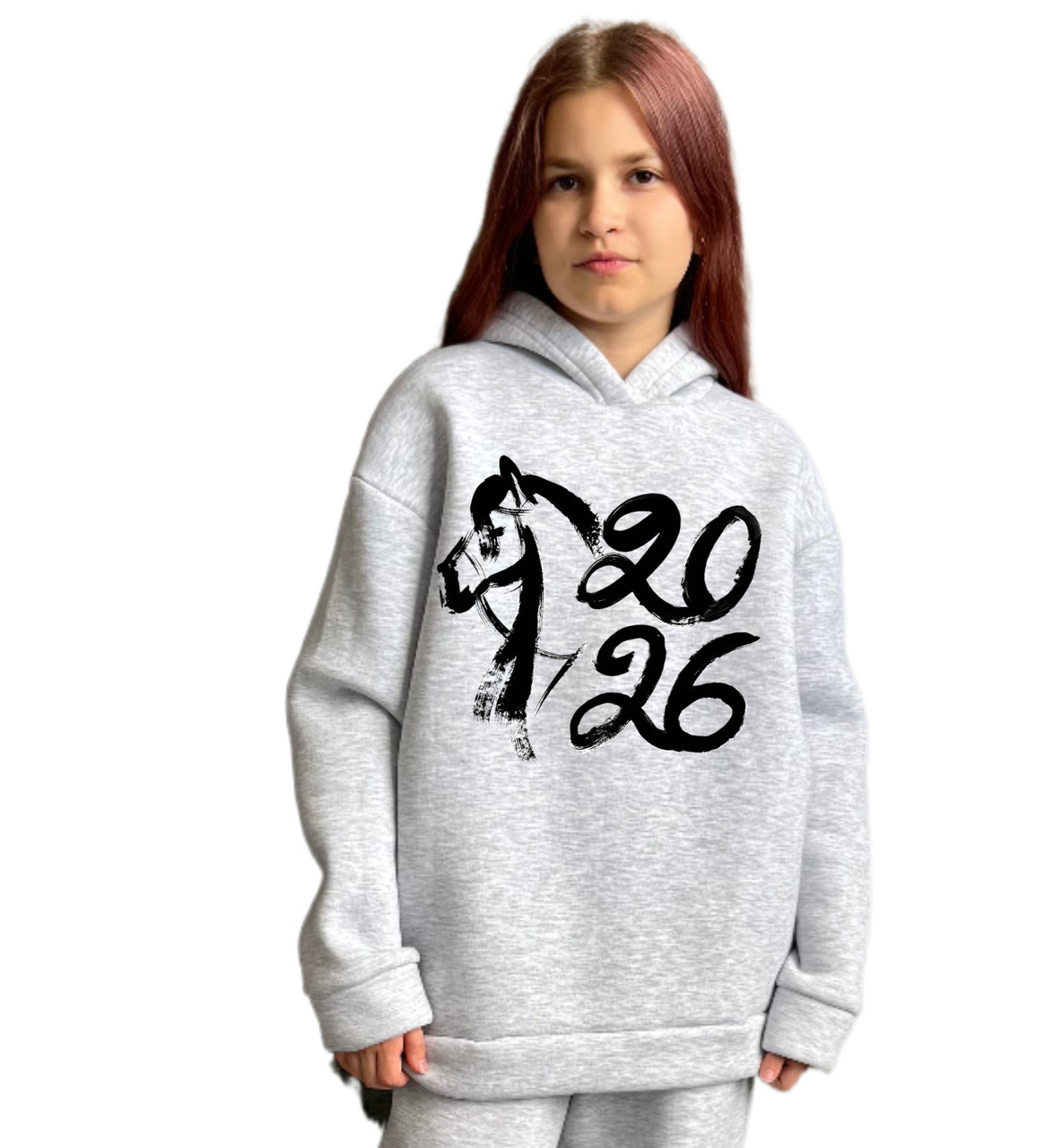 Новорічні худі та костюми «2026 - Рік Коня» з тринітки на флісі, фото 1
