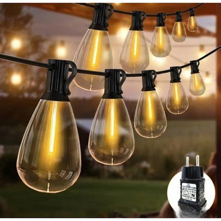 Світлодіодна гірлянда 10 м, 25 LED ламп, тепле статичне світло, декоративна електрична ілюмінація для дому, саду, 220В, фото 1