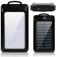 Повербанк 30000mAh із сонячною панеллю та ліхтарем, 2хUSB, JS-65, Чорний/Power Bank/Павербанк для телефона