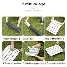 Складаний кемпінговий стіл WestTune TravelPro, алюмінієвий розкладний портативний стіл, компактний 42×29×13 см, фото 3