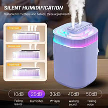 Зволожувач повітря Humidifier 3 л з LED підсвічуванням, 3 сопла, мережевий кабель/адаптер, для дому та офісу, ароматизація повітря, фото 2