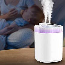 Зволожувач повітря Humidifier 3 л з LED підсвічуванням, 3 сопла, мережевий кабель/адаптер, для дому та офісу, ароматизація повітря, фото 5