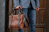 Сумка через плече військова, сумка-барсетка для військових, чоловіча шкіряна сумка коричнева, фото 5