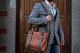 Сумка через плече військова, сумка-барсетка для військових, чоловіча шкіряна сумка коричнева, фото 6
