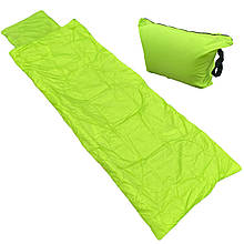 Легкий літній спальний мішок ковдра для дітей та дорослих, з підголівником, лайм, Україна
