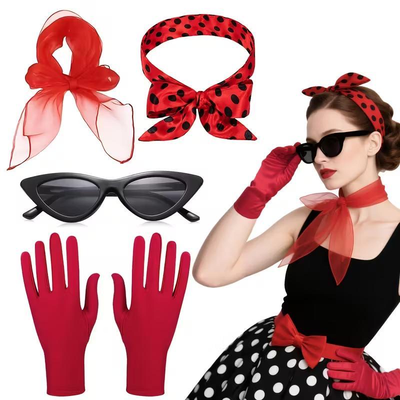 Жіночий ретро костюм червоний 5 предметів, фото 1