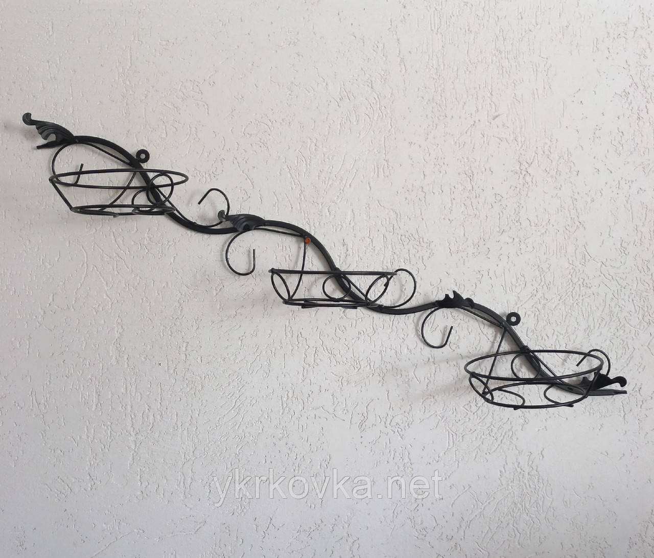 Підставка для вазонів чорна настінна на 3 ел., фото 1