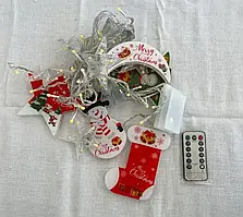 Гірлянда-Штора з новорічними фігурками (10 ліхтариків) для декору дому, офісу, святкових вікон, стін, з контролером і пультом