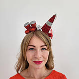 Новорічний обруч з ялинкою, черевиками Санти та подарунками | Для дорослих і підлітків, фото 6