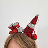 Новорічний обруч з ялинкою, черевиками Санти та подарунками | Для дорослих і підлітків, фото 7