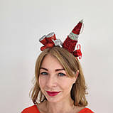 Новорічний обруч з ялинкою, черевиками Санти та подарунками | Для дорослих і підлітків, фото 8