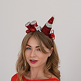 Новорічний обруч з ялинкою, черевиками Санти та подарунками | Для дорослих і підлітків, фото 9