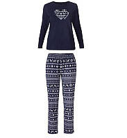 Флісова жіноча тепла піжама Esmara / домашній костюм з флісу темно-синій S (42/44)