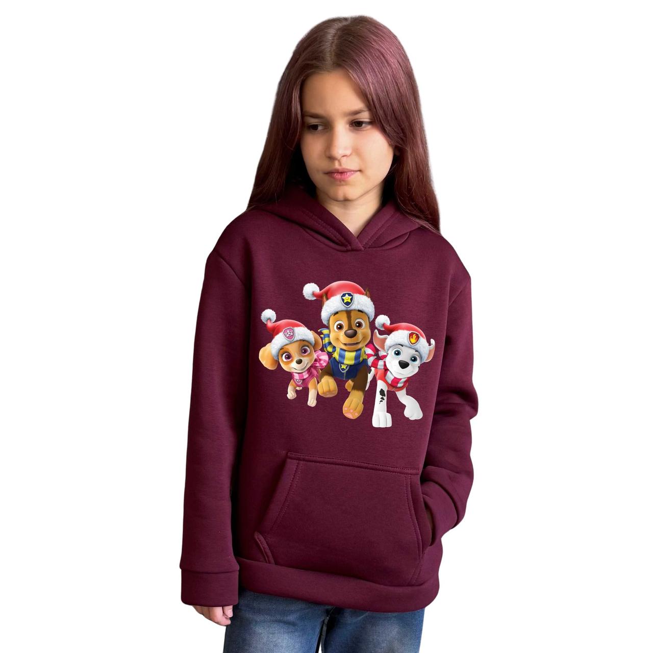 Худі на флісі «Щенячий патруль у новорічних шапках»