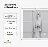Зеркало для ванної Blumfeldt Caledonian LED 120x70 см з регулюванням кольору, функцією протипотіння та сенсорним керуванням, фото 4
