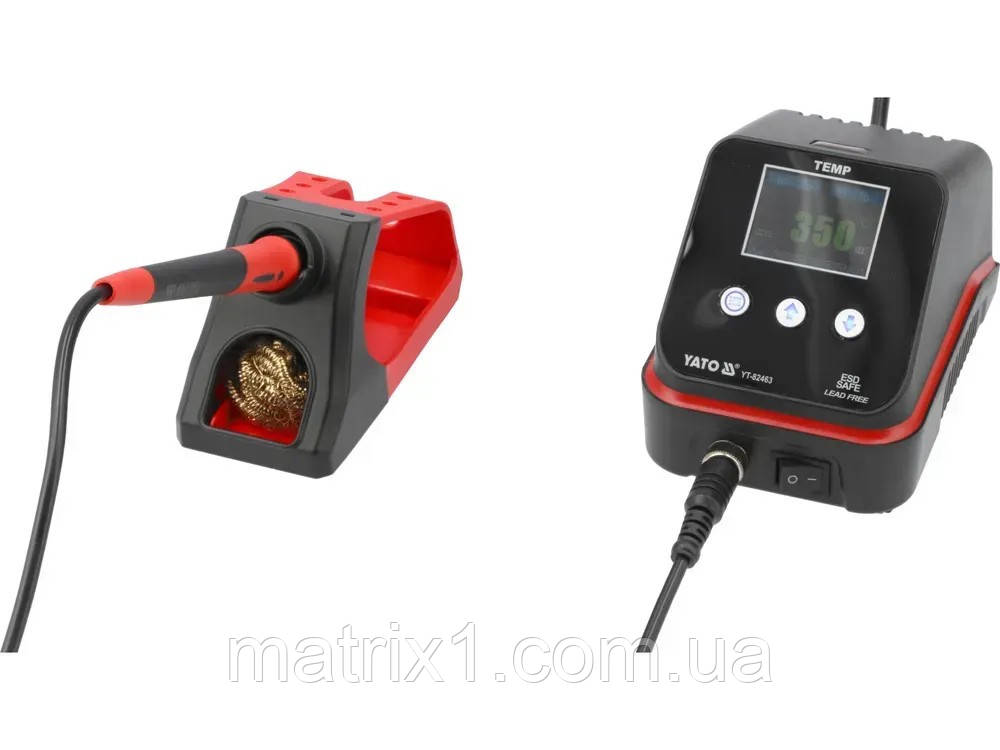 Паяльна станція мережева 110-230 V YATO; Р= 192 Вт, t°= 90-500°С, жало тип C245, LCD табло, фото 1