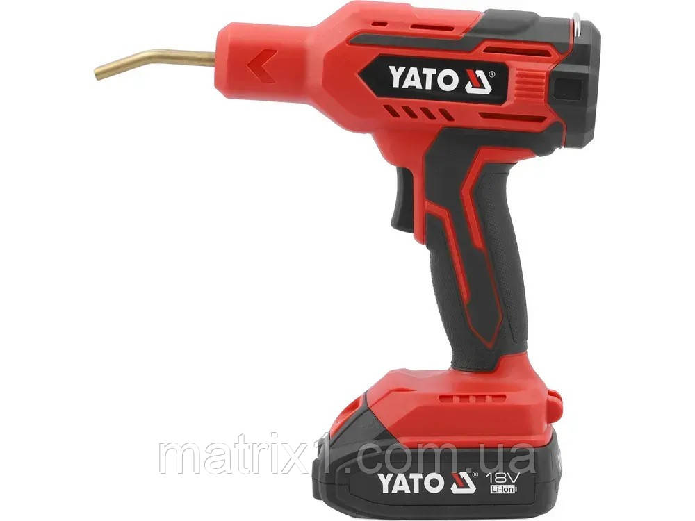 Паяльник для пластика YATO акумул. Li-Ion 18 В 2 АГод, 60 Вт, макс. t= 500ºC у футлярі з обладнанням, фото 1