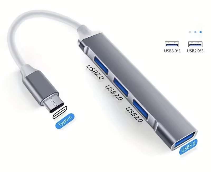 Type-C USB хаб 4 порта концентратор для ПК USB розгалужувач для ноутбука перехідник