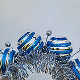 Новорічний обруч-корона із срібно-блакитних кульок та срібної мішури | Святковий аксесуар для дорослих, фото 2