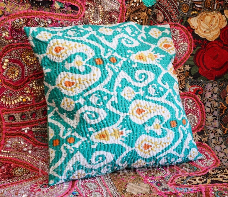 Індійська наволочка Темно-зелена, фото 1