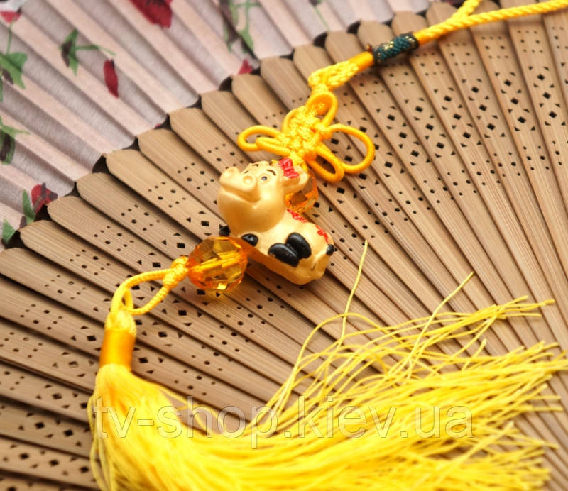 Підвіска з пензликом Бик жовтий, фото 1