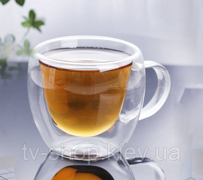 Чашка подвійне скло Овал 100 мл., фото 1